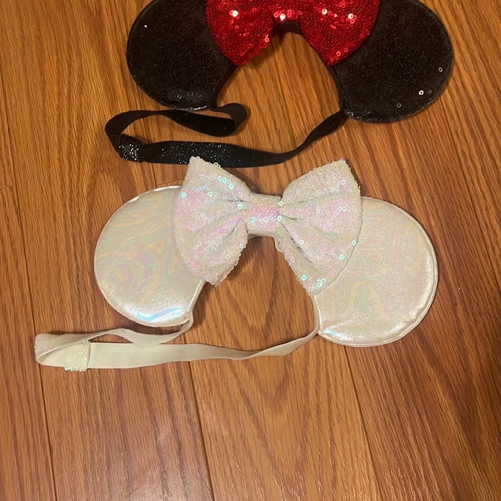 Two Sequin‎ Mickey Mouse Ear Headbands with Bows, Sparkly, Elastic, Stretchy - Picture 3 of 7